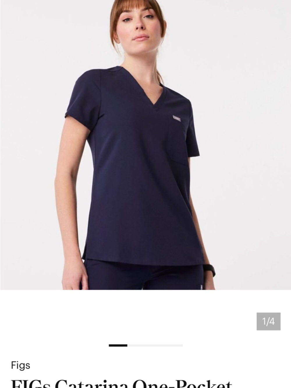 Figs Catalina V‑Neck Scrub Top in Navy Women’s XL
